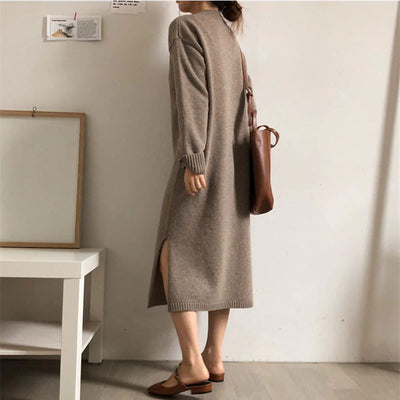 Soft Long Sweater Knit Dress For Spring