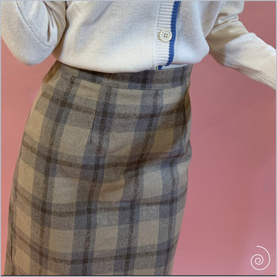 Vintage Long Plaid # Straight skirt