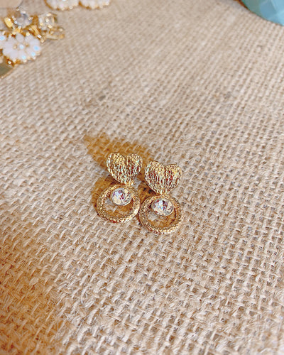 Gold Cubic Heart Earring