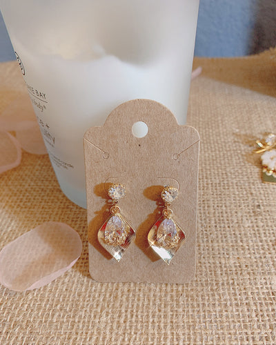 Gold Leaf EGG Cubic Earring