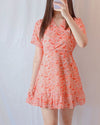 Carrot Orange Floweriszm Pattern Chiffon dress