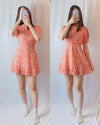 Carrot Orange Floweriszm Pattern Chiffon dress