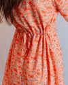 Carrot Orange Floweriszm Pattern Chiffon dress