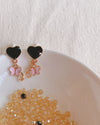 Black Pink Drop Crystal Earring