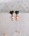 Black Pink Drop Crystal Earring