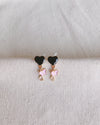 Black Pink Drop Crystal Earring