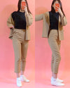 Khaki Brown Two Pieces Suit Blazer Jacket+Pant