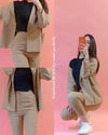 Khaki Brown Two Pieces Suit Blazer Jacket+Pant