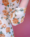 Pumpkin-Colored Floral Printed Chiffon dress