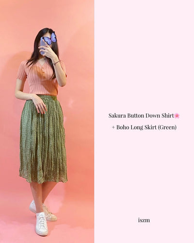 Floweriszm Pleated Boho Long skirt