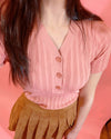 Sakura-Pink Buttoned Short Sleeve blouse