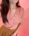 Sakura-Pink Buttoned Short Sleeve blouse