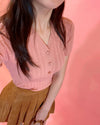 Sakura-Pink Buttoned Short Sleeve blouse