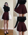 Dark Brown A-line Knitted Miniszm skirt