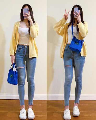 Pastel Yellow Casual Daily cardigan