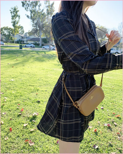 Dark Navy Casual Plaid A-line dress