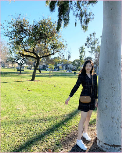 Dark Navy Casual Plaid A-line dress