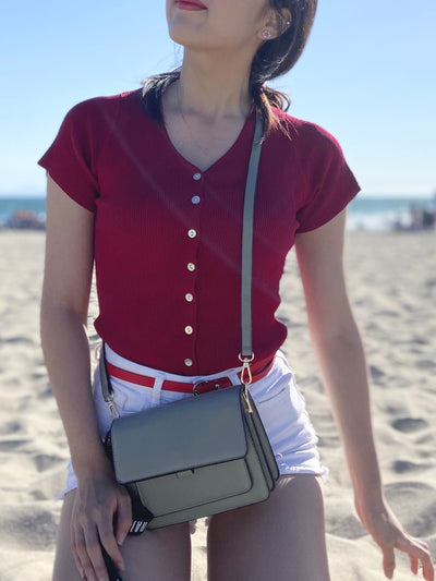 Cherry-Red Everyday short Sleeve blouse