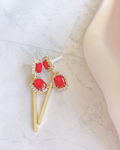 Classic Red Glittering Earring