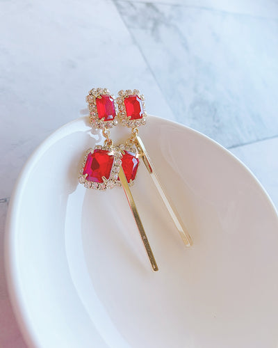 Classic Red Glittering Earring