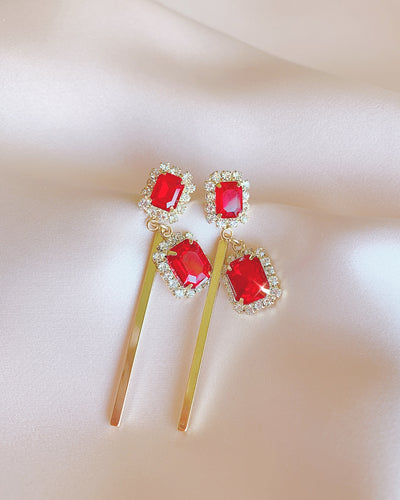 Classic Red Glittering Earring