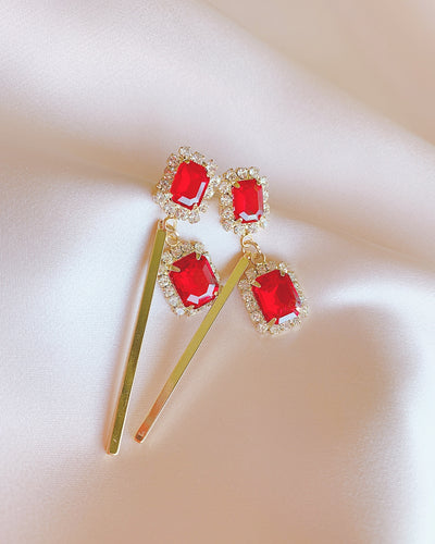 Classic Red Glittering Earring