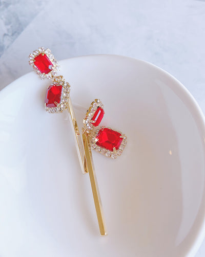 Classic Red Glittering Earring