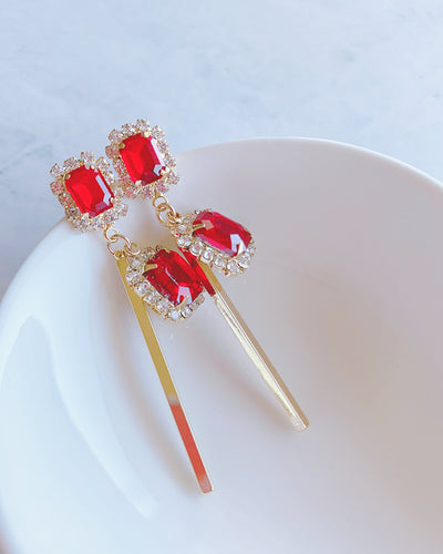 Classic Red Glittering Earring