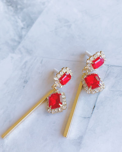 Classic Red Glittering Earring