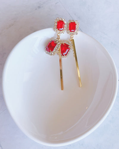 Classic Red Glittering Earring