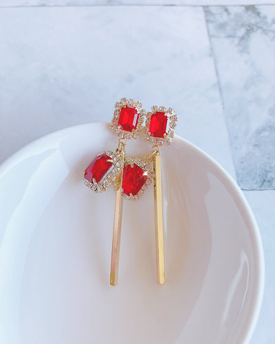 Classic Red Glittering Earring