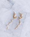 Flapping Butterfly Long Drop SILVER Post Earring