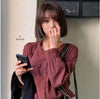 Burgundy laced hem blouse - ISZM