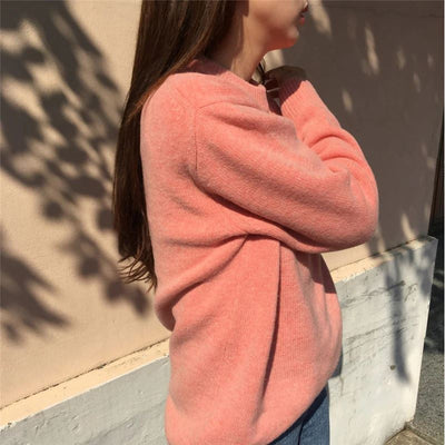 Baby pink solid color sweater - ISZM