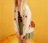 strawberry pearl-buttoned cream cardigan - ISZM