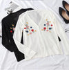 flower embroidered thinly knitted cardigan - ISZM