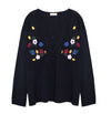 flower embroidered thinly knitted cardigan - ISZM