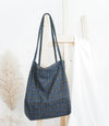 grey plaid tote ecobag - ISZM