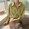 simpleiszm back tie solid color long sleeve blouse - ISZM