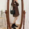 chocolate-brown cuteiszm loose mini button dress - ISZM