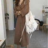 Autumn dark brown simple loose long dress-jacket - ISZM