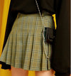 pistachio green plaid # A-line pleated elfsack skirt - ISZM